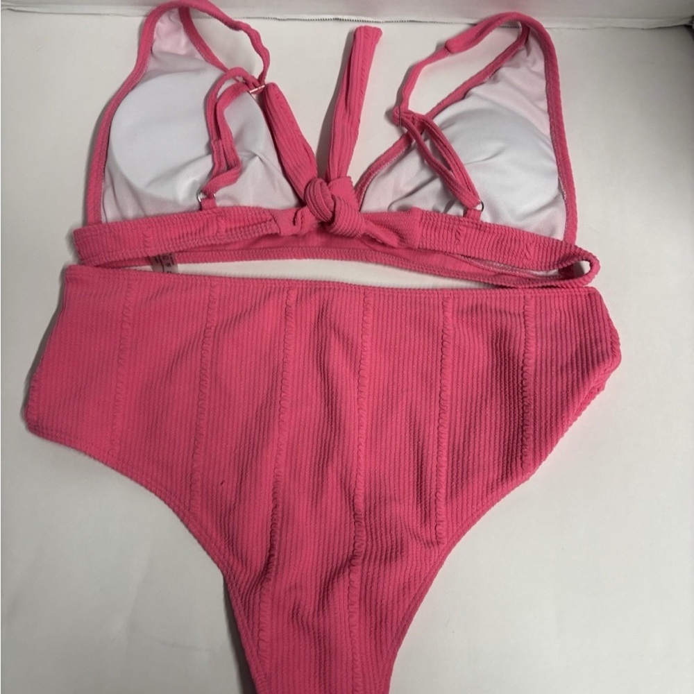 Pink Ribbed Bikini Set